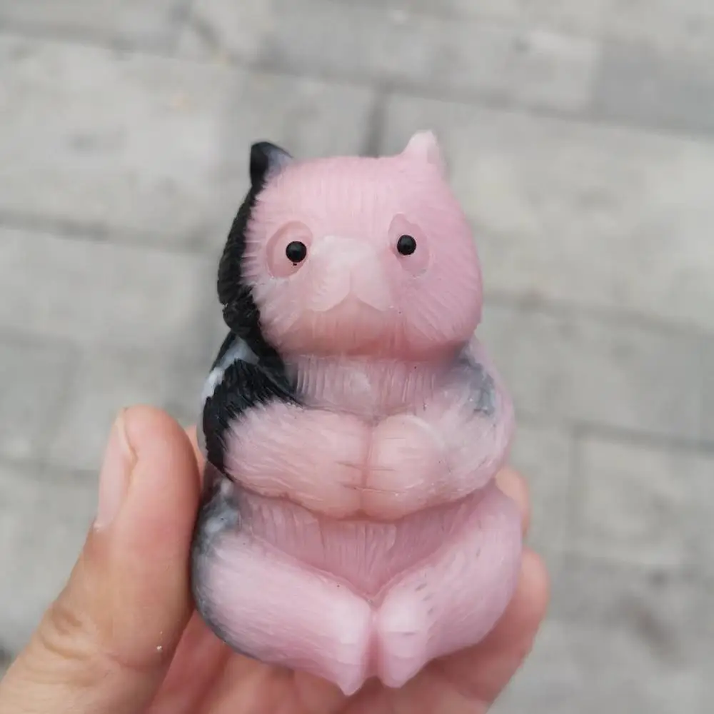 

Panda Gift Natural Pink opal Panda statue For decoration