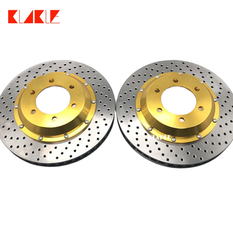 

KLAKLE Used Brake Set 355*32MM Brake Disc With Gold Color Center Bell PCD 4*108 For Peugeot 406 Year 2000 Original brake caliper