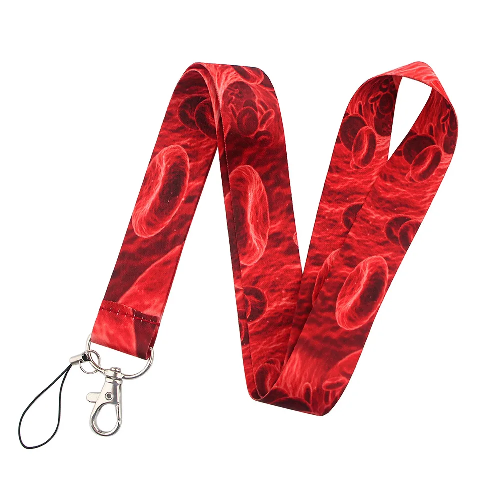 CB328 New Cartoon Red Blood Lanyards Keychain Cell Phone Neck Strap Badge Holder Keyring for Doctors Nurses Friends