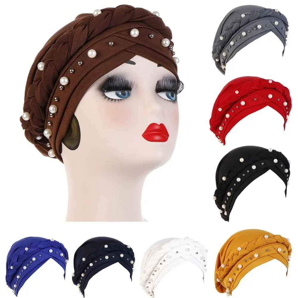 

Indian Women Muslim Hijab Beads Bonnet Chemo Cap Cancer Turban Headwear Scarf Islam Arab Hair Loss Hat Femme Headcover Wrap Caps