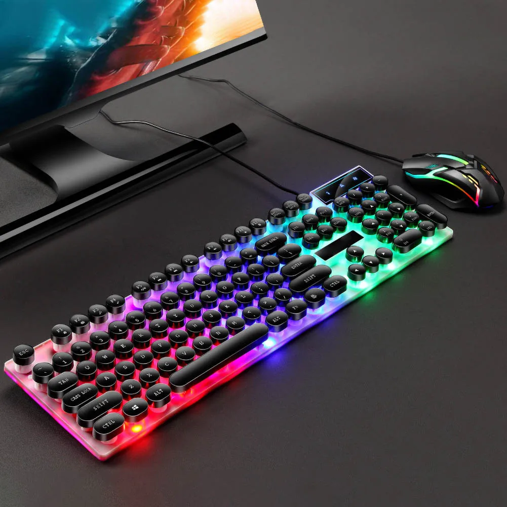 Waterproof Wired Gaming Keyboard Mechanical Feeling Backlit Keyboards USB 104 Keycaps  Keyboard Computer Game Keyboards