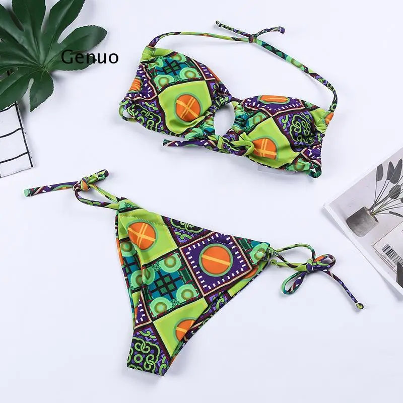 

Top Sexy 2021 Printing Bikinis Set Women's Swimwear Solid Swimsuit Push Up Bikini Beach Cover-Up High Waist Pusch Lady