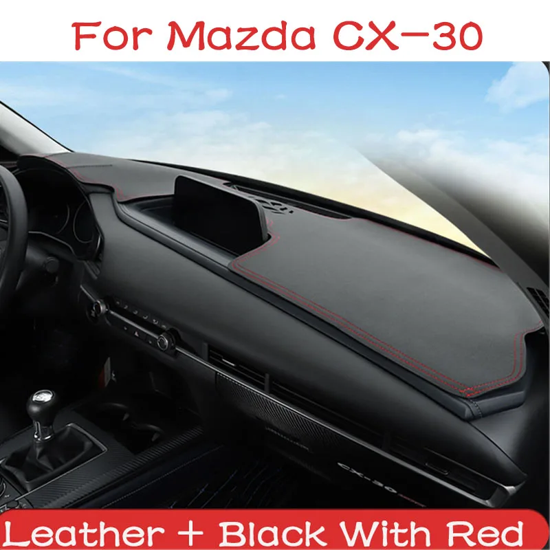 Car Leather Dashboard Mat Cover Pad Anti-UV Sun Shade Instrument Panel Carpet For Mazda CX30 CX 30 CX-30 2020 2021 2022