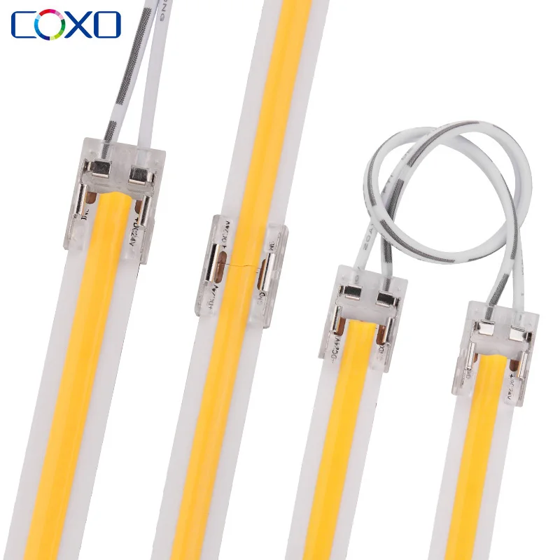 10 sztuk 2pin złącze taśmy LED 8mm 10mm dla 5050 2835 3528 pasek COB LED światła przezroczyste pojedyncze podwójne koniec IP20 złącza