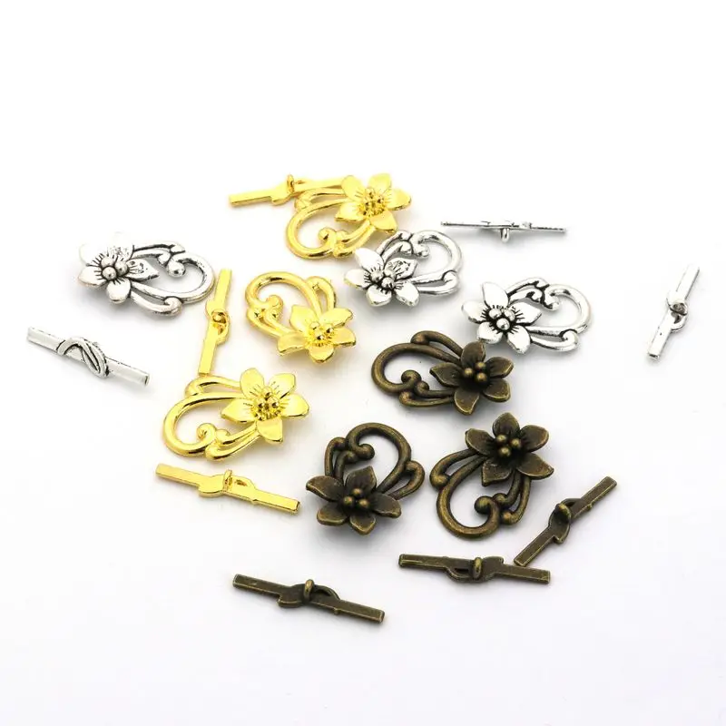 10 Sätze mischen Farbe große Blume Blatt ot Verschlüsse Stecker Ende Perlen für Schmuck machen Armband Halskette DIY Zubehör Großhandel – Detail 7