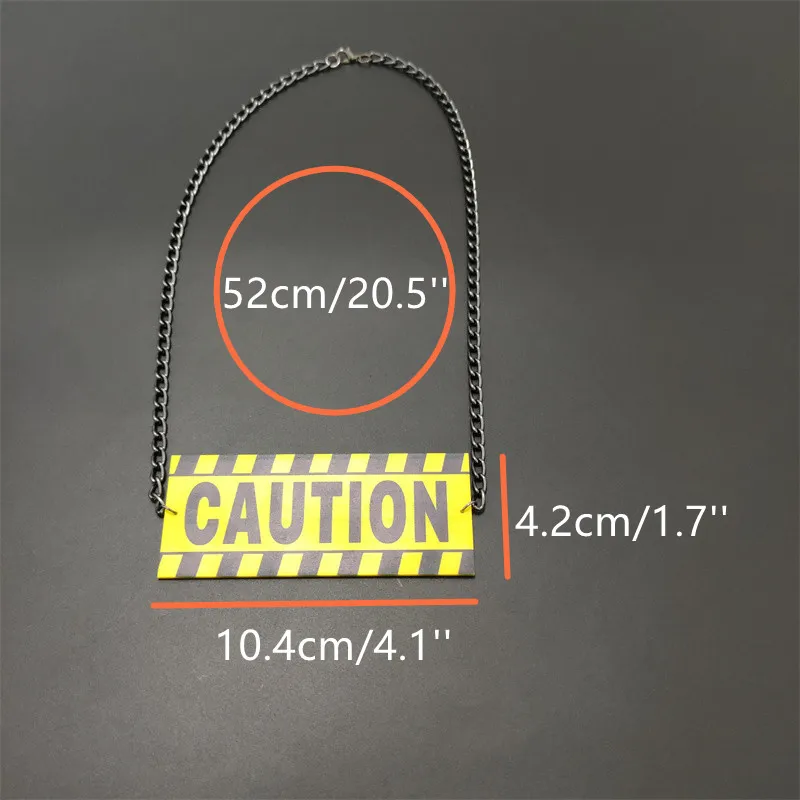 KUGUYS Yellow Caution Card Fashion Pendant Necklace for Women Men Acrylic Letter Stripe HipHop Rock Gift Jewelry Accessories