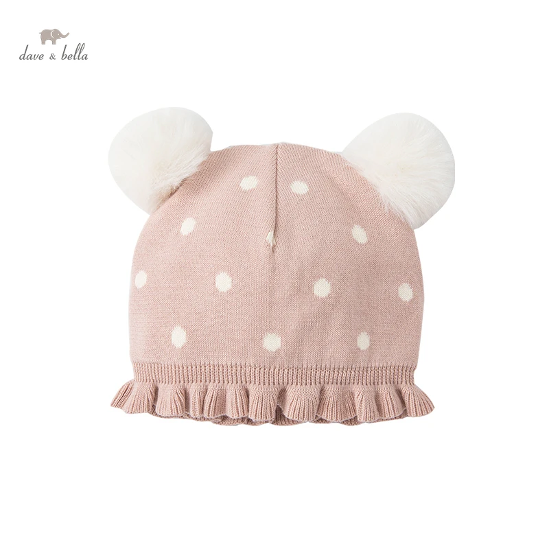 

DBS19731 dave bella winter new born baby girls dots print hat scarf children girl fashion bucket cap