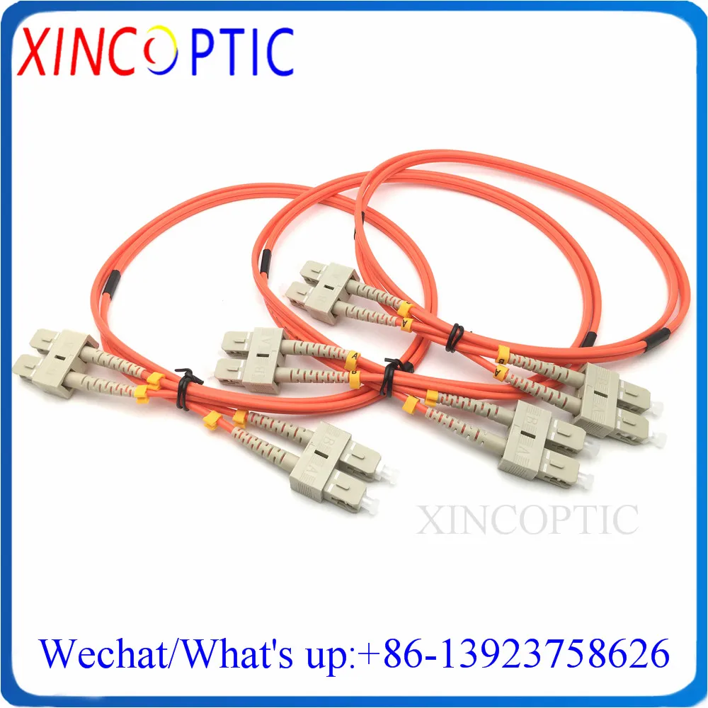 

10Pcs MM,Duplex,1M,Orange PVC Jacket,3.0mm,SC/UPC-SC/UPC Multi Mode OM1 OM2 DX Dual Fiber Optical Patch Cord,SC-SC Fiber Jumper