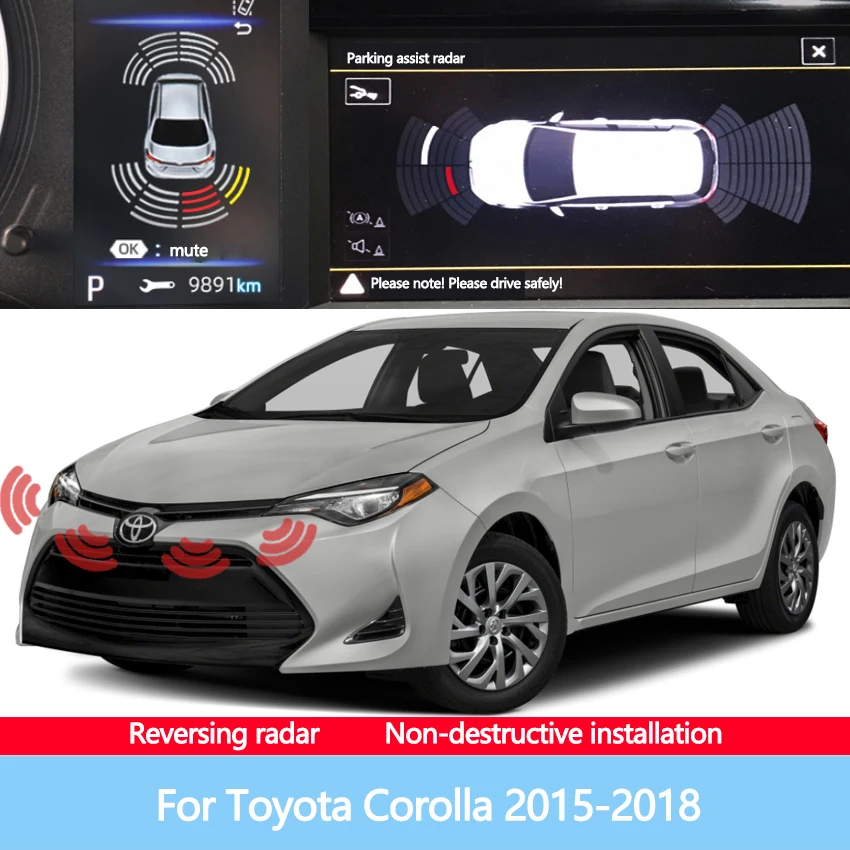 The Front And Rear Radar Blind Spot Warning Sound Indicator Of Car Reversing Image Is Suitable For Toyota Corolla 2015-2018