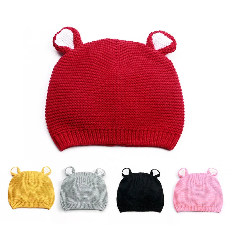 

Baby Knit hats New Fashion Baby Hat for Girls Boys Crochet Beanies with Ear Cap Baby Boys Hats Winter Newborn Infant hat