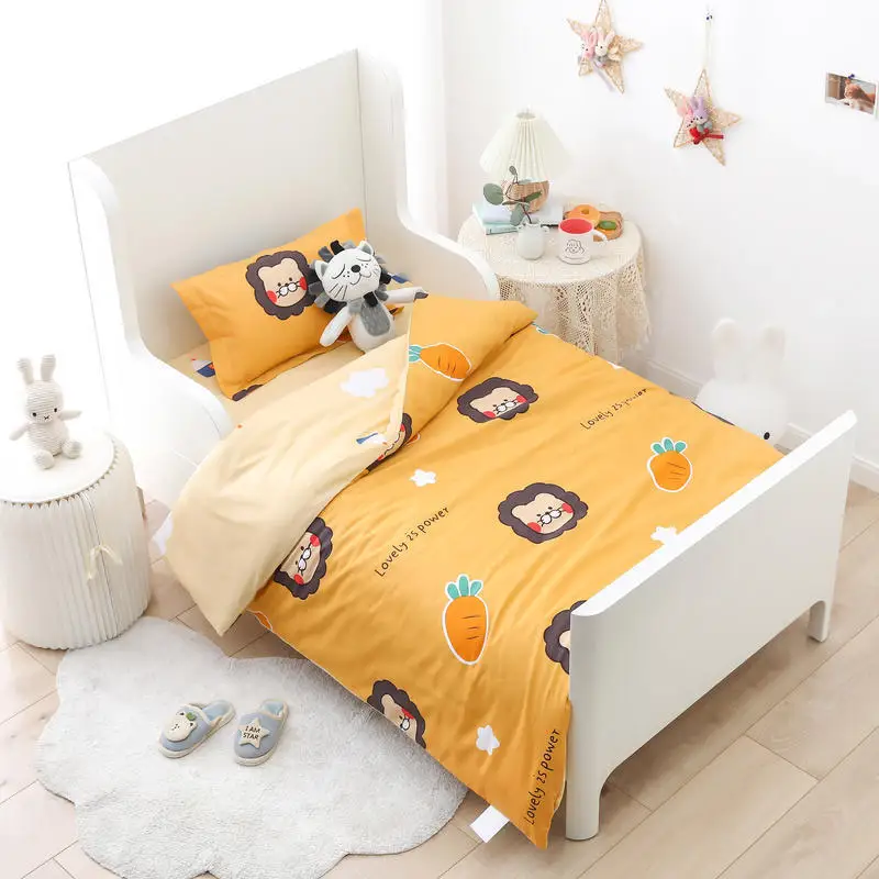 Children's Kindergarten Quilt Cover Cushion Cover Pillowcase 3-Piece Cute Cartoon Anime Pattern Quilt Cover Bedding Set LC222