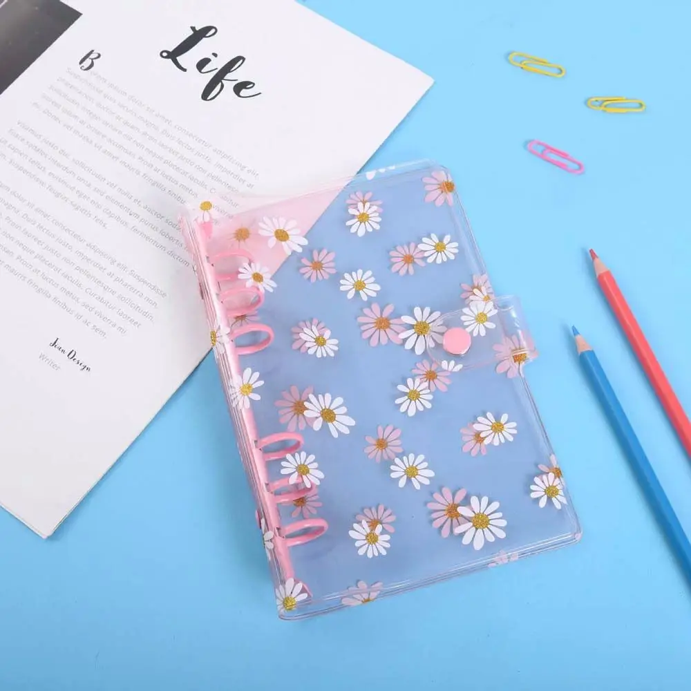 Small Fresh Style Daisy Notebook Binder Little Daisy A6 A5 Literary Binder Shell Transparent Notebook Cover School Supplies