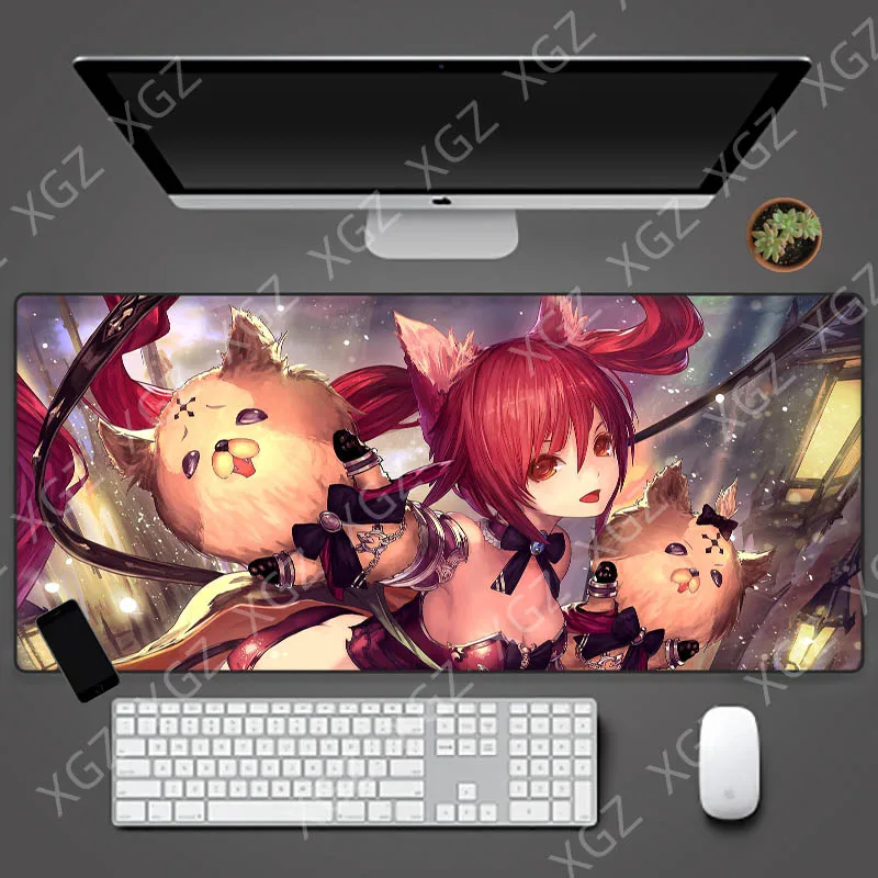 XGZ Sexy Big Breasts Red Hair Girl Anime Custom Large Game Mouse Pad Black Lock Edge Computer Desk Mat Speed Rubber Non-slip