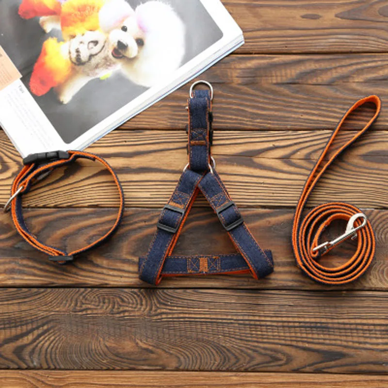 1.2M Length Double Strand Rope Large Dog Leashes Cowboy Sewn Traction Rope Chest Straps Collar Set Harnesses For Big Dogs