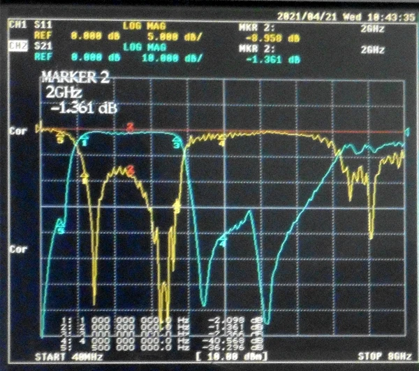 1000-3000MHz LC discrete component ultra-wideband bandpass filter, small size, SMA interface