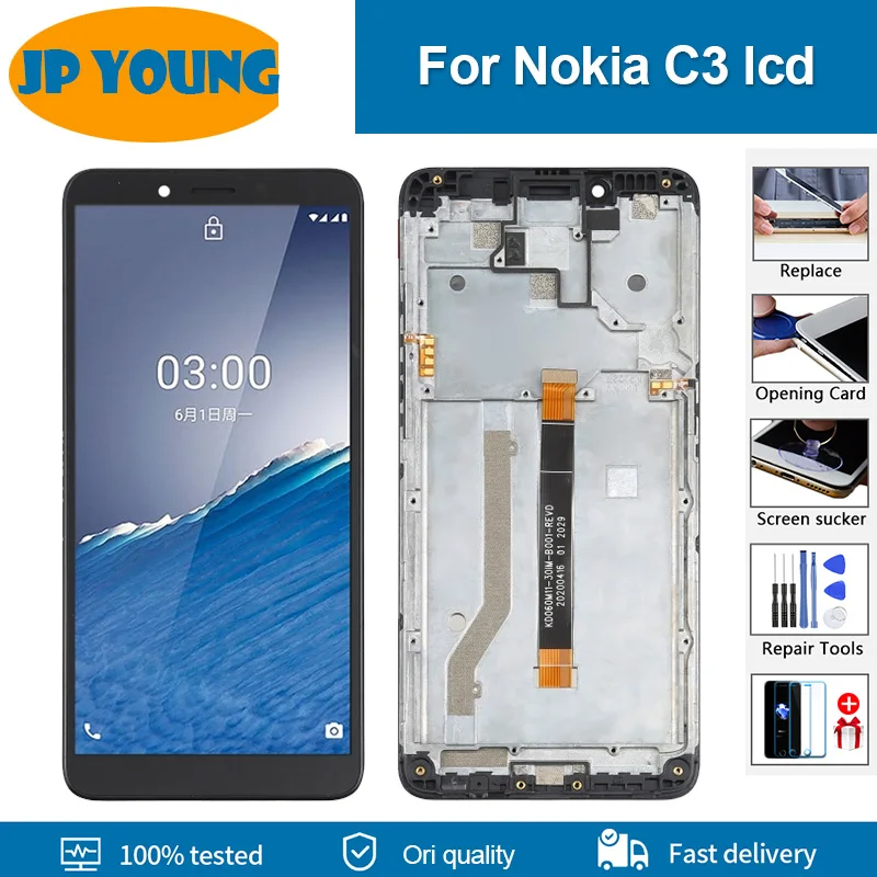 

Original LCD For Nokia C3 LCD Display Touch Screen Digitzer Assembly Replacement For Nokia C3 TA-1258 Display Screen Part