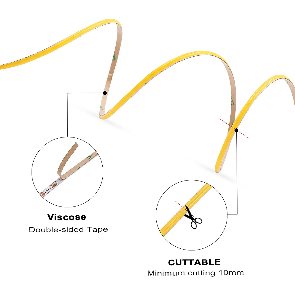 MALIIGAZA-tira de luces LED COB de 3mm, cinta de iluminación lineal Flexible para decoración de habitación, RA90, 3000K, 4000K, 6500K, 400LED/M, 12V