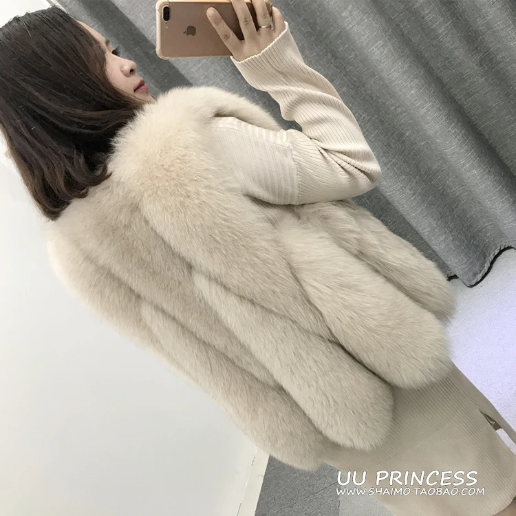 

2020 New Natural Fox Fur Long Vest Women 100% Luxury Fluffy Real Fox Fur Overcoat Outwear Female Warm Waistcoat LX2332