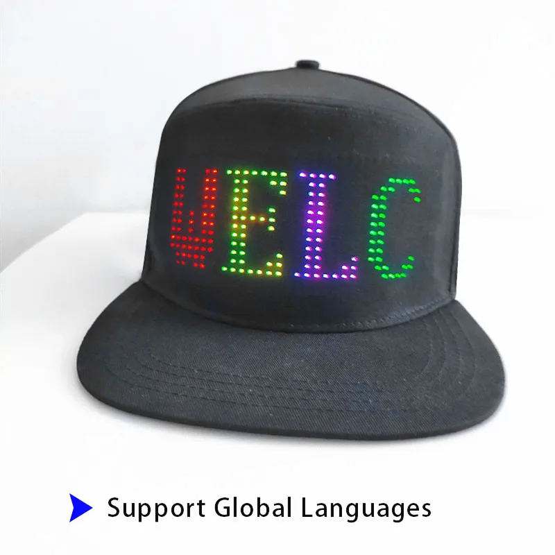 Bluetooth Programmable LED Scrolling Text Full Color RGB Soft Screen Led Hat Dj Concert Party Baseball Men's Waterproof Sun CAPS