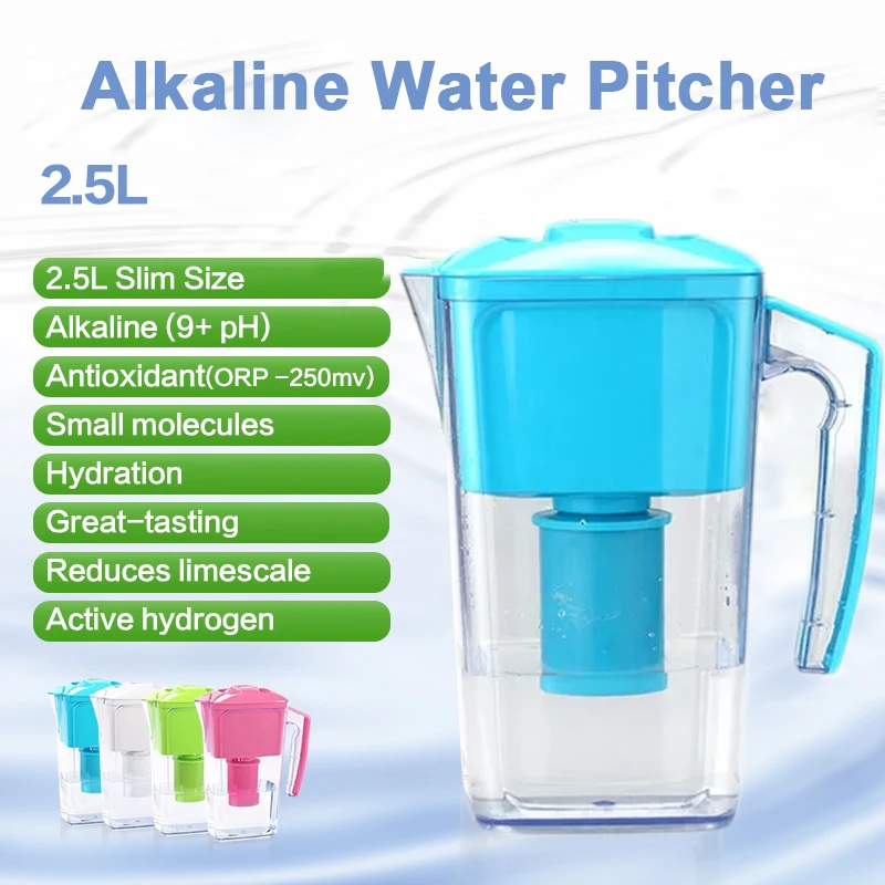 2.5L Brita Sytle Everyday Use BPA Free Mineral water Purifier Alkaline Water Filter Jug Pitcher with pH 9