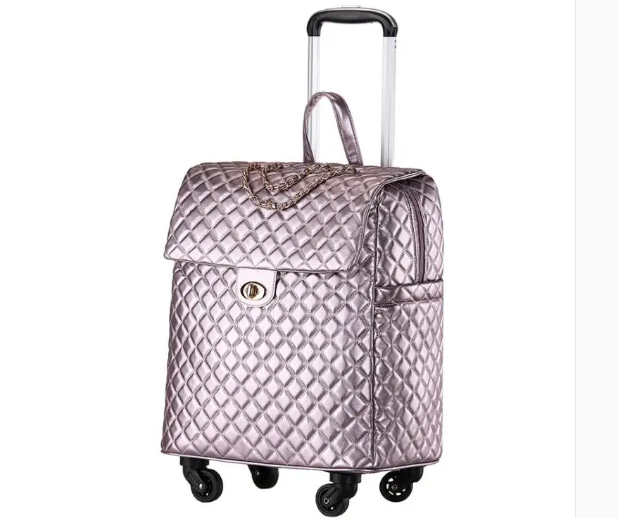 PU Women travel Trolley Bags  wheels Wheeled Luggage bag Cabin rolling luggage suitcase for woman Trolley Suitcase wheeled Bags