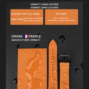 Maikes handgefertigtes Uhrenarmband, Schmetterlingsschnalle, pflanzliches gebräuntes Kuhleder, in Italien hergestellt, schnelles Armband, Uhrenarmband 12 Hauptverkauf Tennis Buffalo - №7