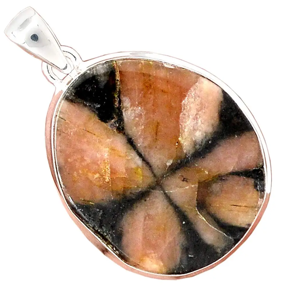 

Genuine CHIASTOLITE Pendant 925 Sterling Silver, 46.4 mm, AP6345