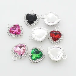10Pcs/Lot18MM Heart-shaped Metal Button Heart Claw Rhinestone Single Hanging Rhinestone DIY Sewing Beautiful Wedding Accessories