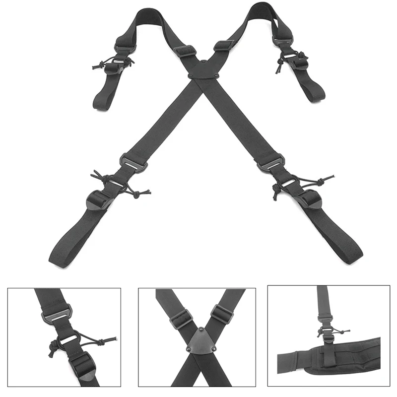 Outdoor Nylon Adjustable Men's X-type Suspenders Multi-function Tactical Duty Belt Load Strap Harness Combat Belt X-Back Strap