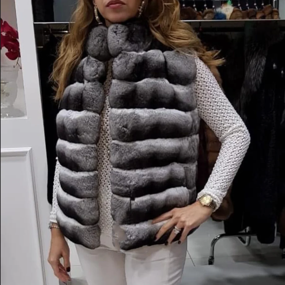 Gilet en fourrure de lapin Rex véritable, mode hivernale, garder au chaud