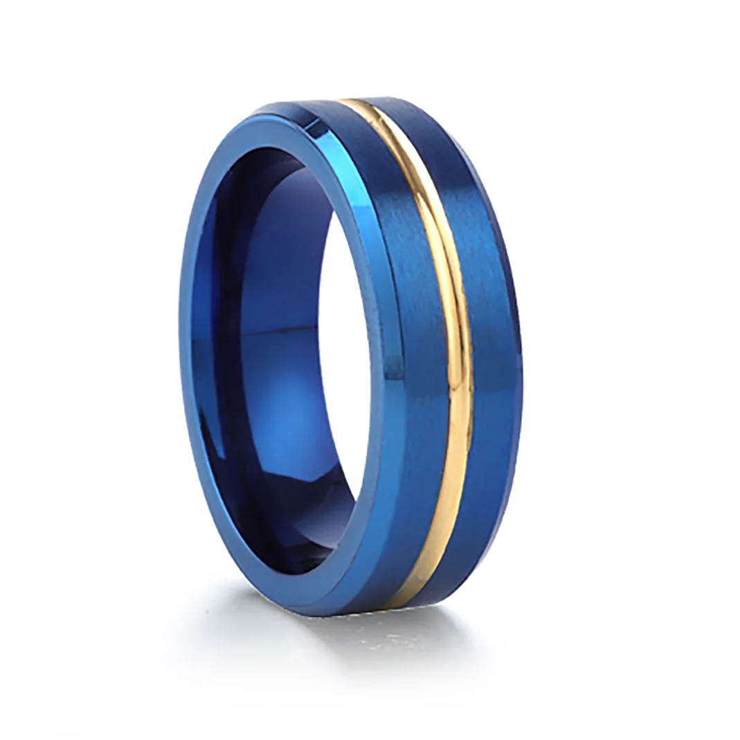 Unique USA blue wedding band Tungsten Rings For men male anniversary gift fashion 8mm Heavy Titanium jewelry Men\'s Ring