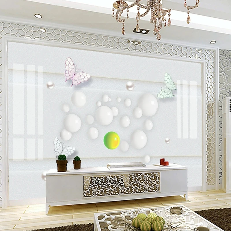 

3D фото на заказ, настенная бумага с жемчугом, бабочкой, домашний интерьер, красивая настенная бумага, домашний декор, гостиная, диван, фон, настенная бумага