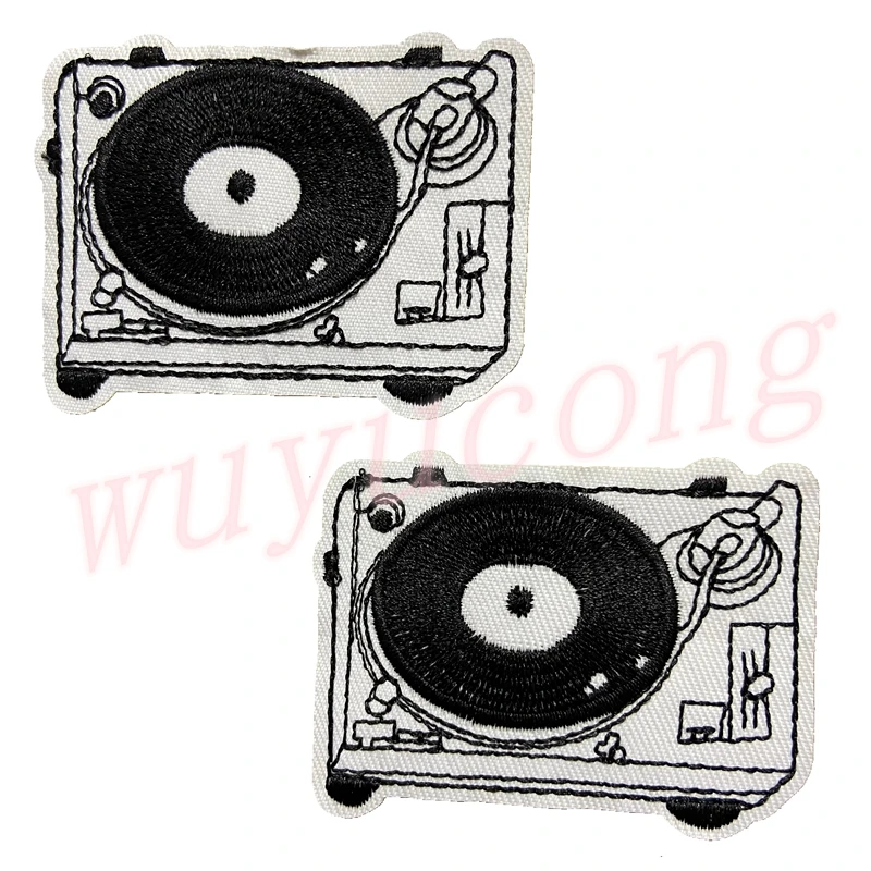 3D Ijzer Op Radio Badge Kleding Accessoires Borduren Logo Patches Kan Worden Aangepast Oortelefoon Note Pack Gitaar Doek Sticker