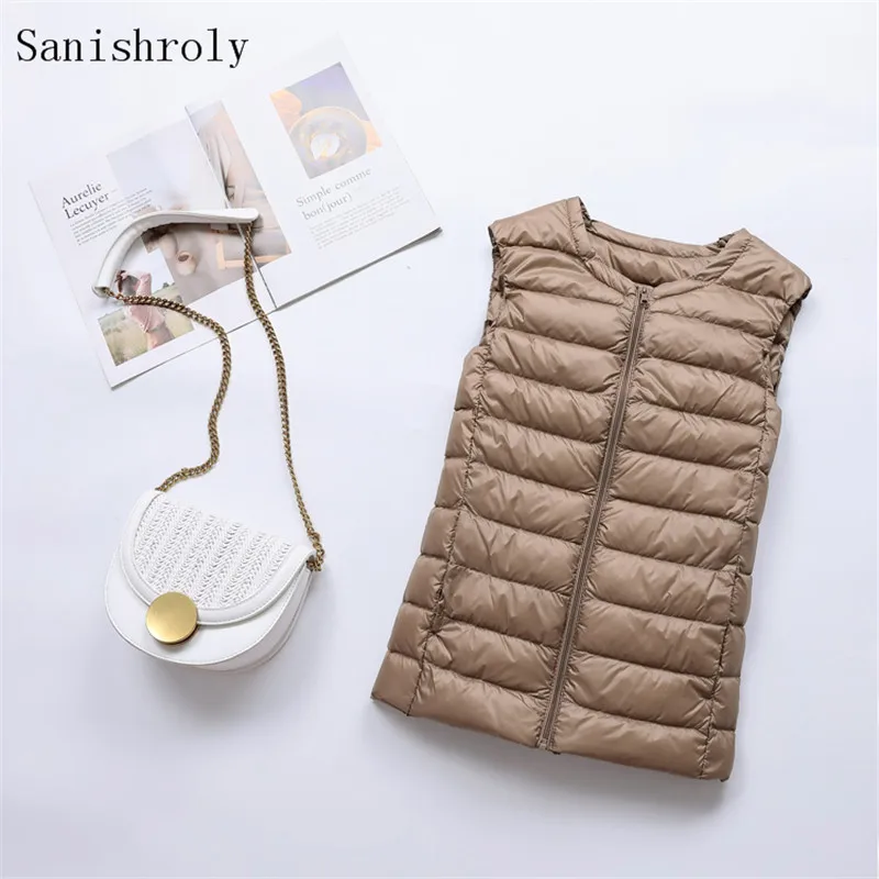 Women Warm Thin Down Waistcoat Ultra Light White Duck Down Vest Parkas 2025 New Autumn Winter Female Sleeveless Bigsize Tank