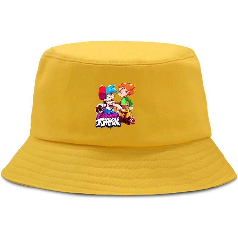 Parent-child Game Friday Night Funkin Bucket Hats Summer Boys Girls Student Fisherman Hat Harajuku Black Caps Hip Hop Beach Cap