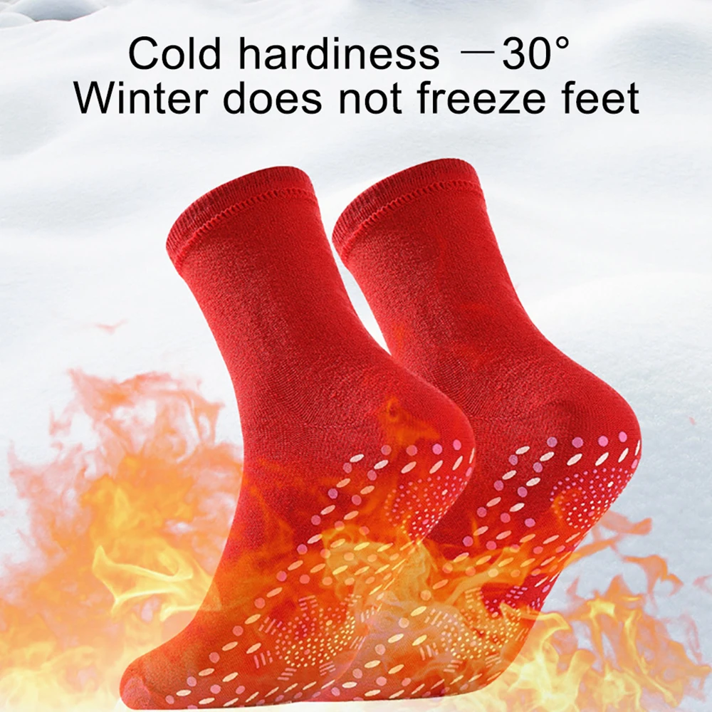 Self-heating Socks Men Women Foot Thermal Massage Magnetic Therapy Health Heated Sock Non-slip Dots Relieve Tired Winter Warm