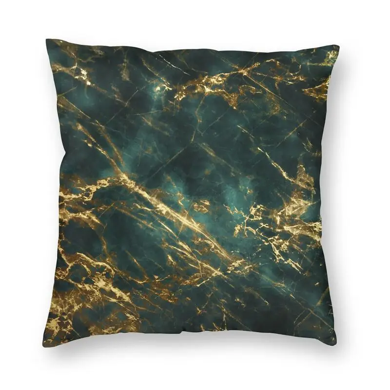 

Velvet Green Marble With Ornate Square Throw Pillow Case Decoration 3D Double Side Print Gold Veins Cushion Cover For Sofa