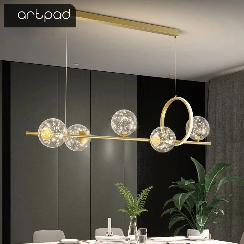 

Modern Glass Bubble Pendant Lamp for Living Room Dining Table Long Hanging Lights Gypsophila Gold Black Nordic Lamp 220V