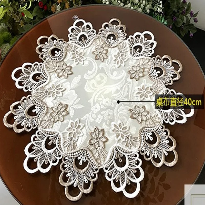 chenxiu brand household textile oval and round size tablecloth table cover made from 100% polyester fabric with embroidery lace