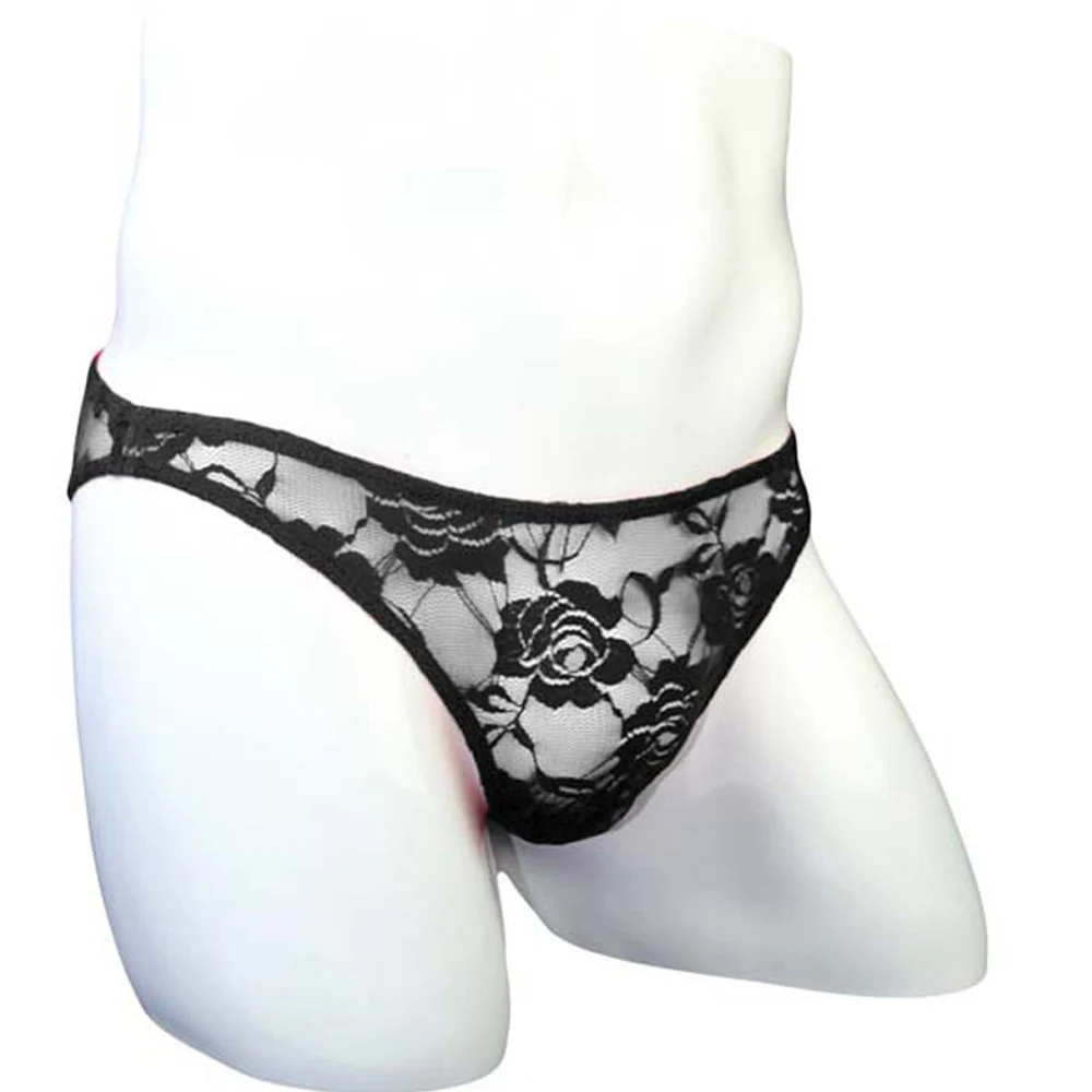 Sexy Men Brief Underwear Low Waist  Male Lace Rose Underpants Breathable Panties Slip Homme ZJH498