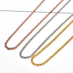 925 Sterling Silver Necklace Rolo Chain Golden Platinum Rose Gold Color Length 40 45 50 55 60 65 70 80 CM Wide 2.5 MM Man Women