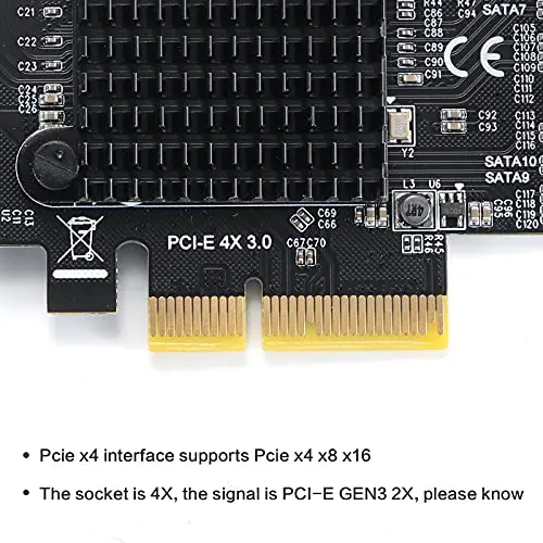 Tarjeta PCIe SATA 6/10, Puerto 3,0, 6Gbps, compatible con 10 dispositivos SATA 3,0, convertidor adaptador incorporado para PC de escritorio