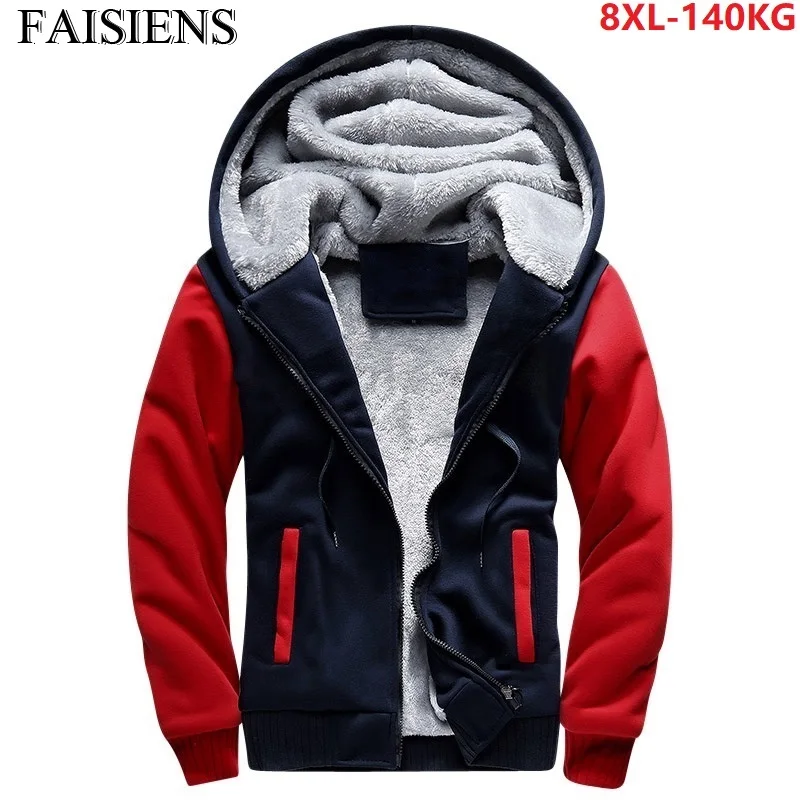 

Large Size Cheap Big Sweatshirts Men Low Price 8XL Warm Fleece Thick Hooded Winter Sports Zipper 58 Hoodies Patchwork Sweatshirt