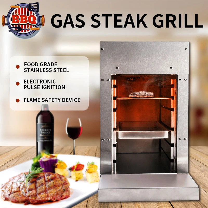 Gril à Steak à infrarouge, HK-SG001 W, en acier inoxydable, à gaz, professionnel, Commercial, pour Camping en plein air, 3500