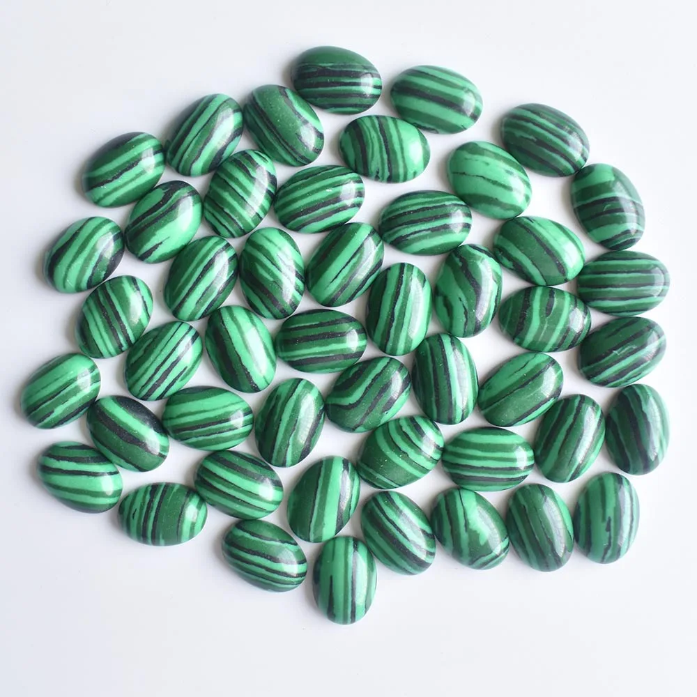 

2020 Fashion top quality Malachite Stone Oval CAB CABOCHON no hole beads 10x14mm wholesale 50pcs/lot free shipping