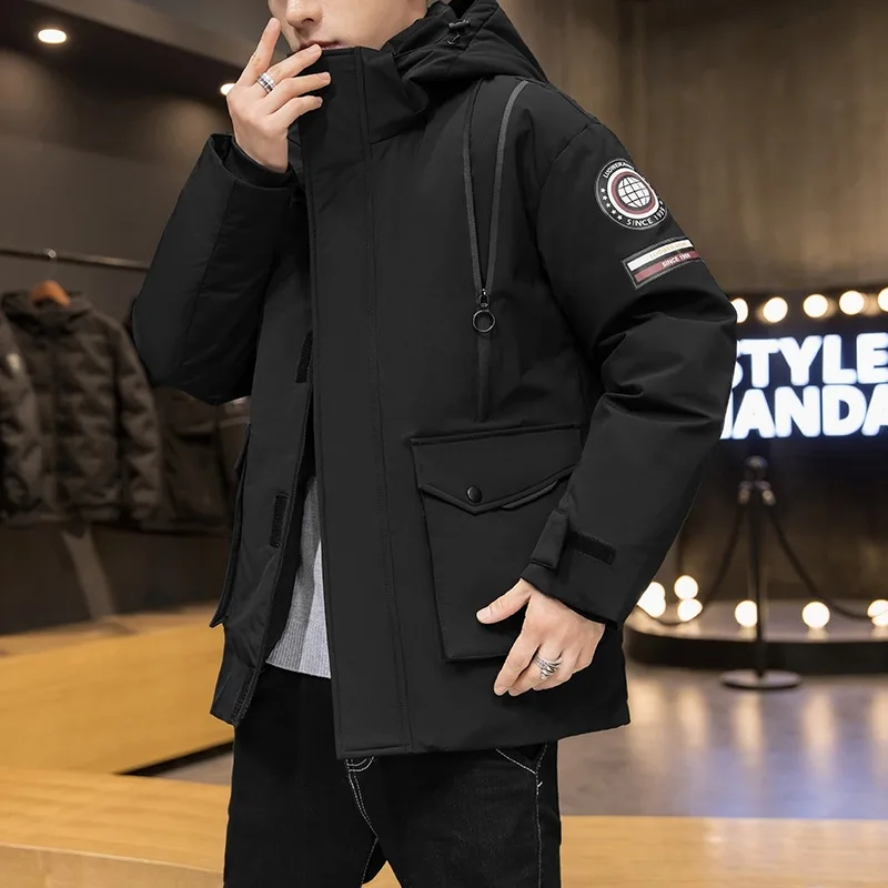 2022 Winter Men Thick Hood Down Parkas Man's Coat Winter Male Jacket Casual Warm Puffer Jacket Brand Pocket Hat Parkas Outwear