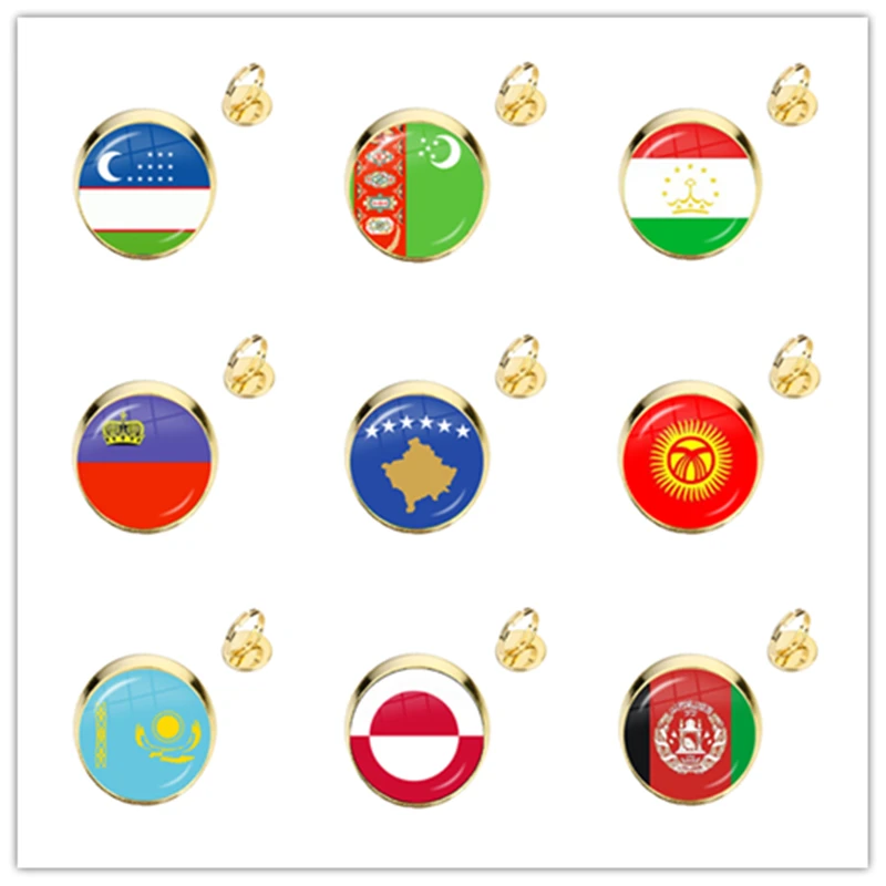 Uzbekistan,Turkmenistan,Tajikistan,Liechtenstein,Kosovo,Kyrgyzstan,Kazakhstan,Greenland,Afghanistan National Flag Rings For Gift