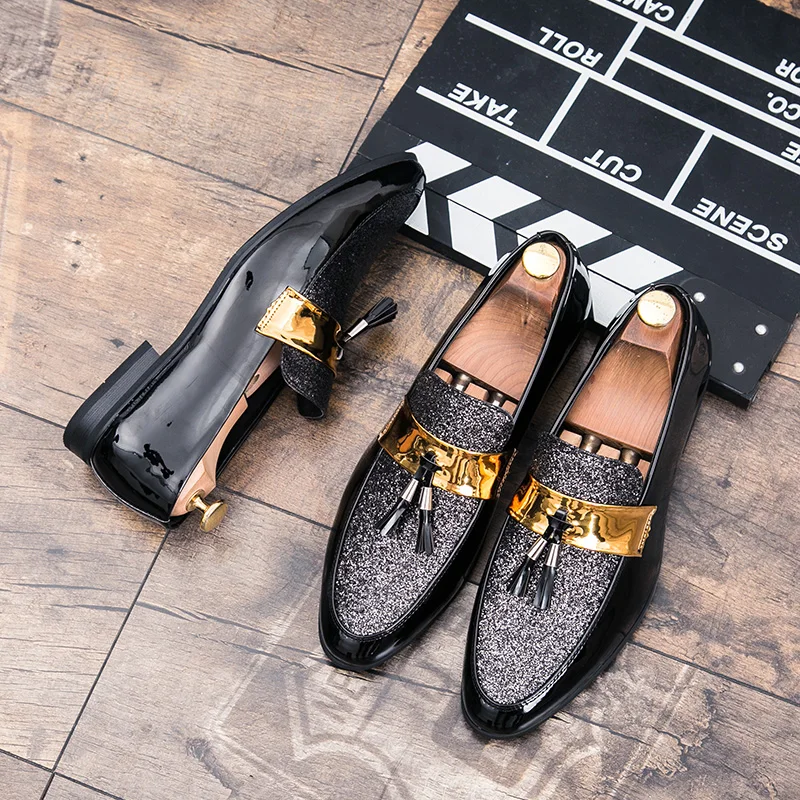 Hot Sale Men Flat Black Golden Formal Patchwork Shoe PU Leather Casual Men  Shoes For Man Dress Shoes 2020 New Zapatos Hombre - AliExpress 322