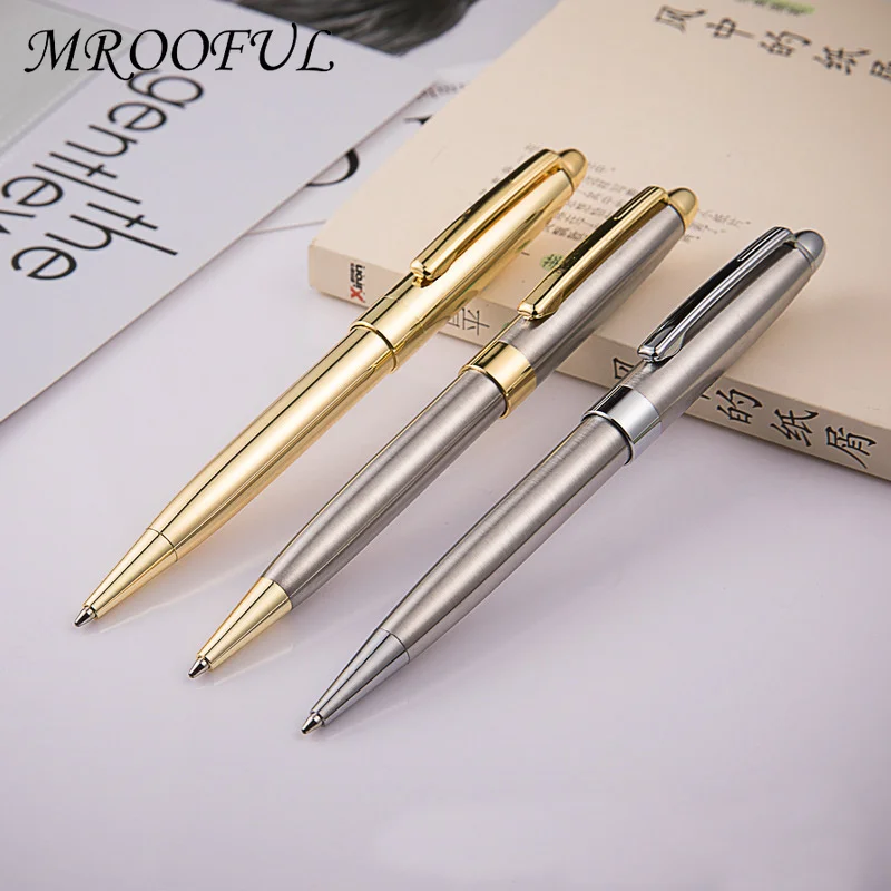 Luxury Metal Rollerball Pen 1.0mm Black Ink Steel Gold Business Signature Pens for School Office Writing Supplies Stationery