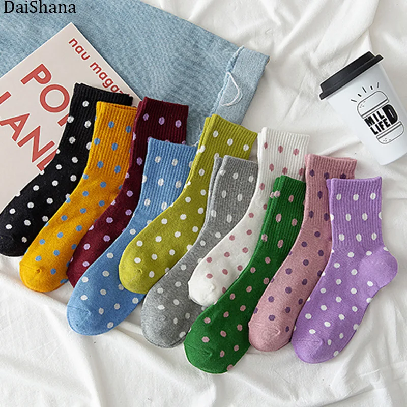 

2019 Fashion Colorful Dots Cotton Socks Happy Socks Personality Tide Brand Harajuku Casual Sock Women Couple Meias Girls Socks